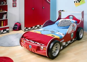 This is a racing car themed bed for boys which even has working headlights, It's a solid themed bed construction made by Cilek 